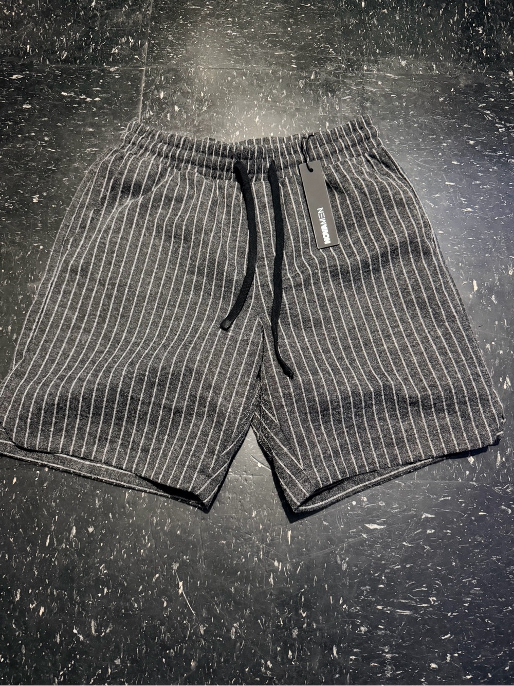 Fashion Nova Black Pinstripe Drawstring Athletic Shorts